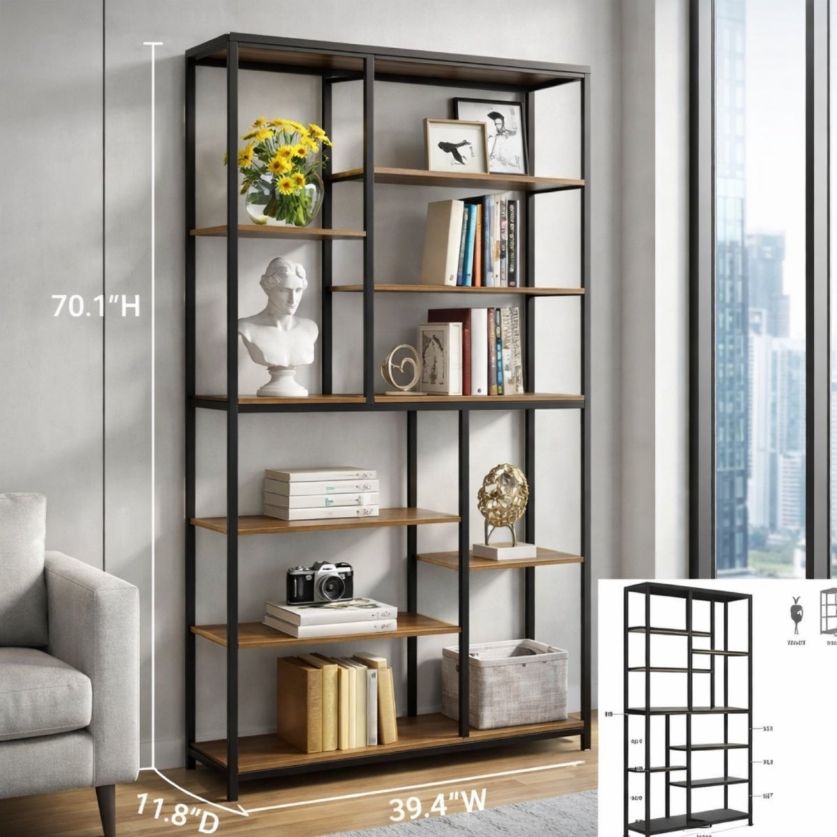 Meridian Arch Etagere | Industrial Statement Bookshelf
