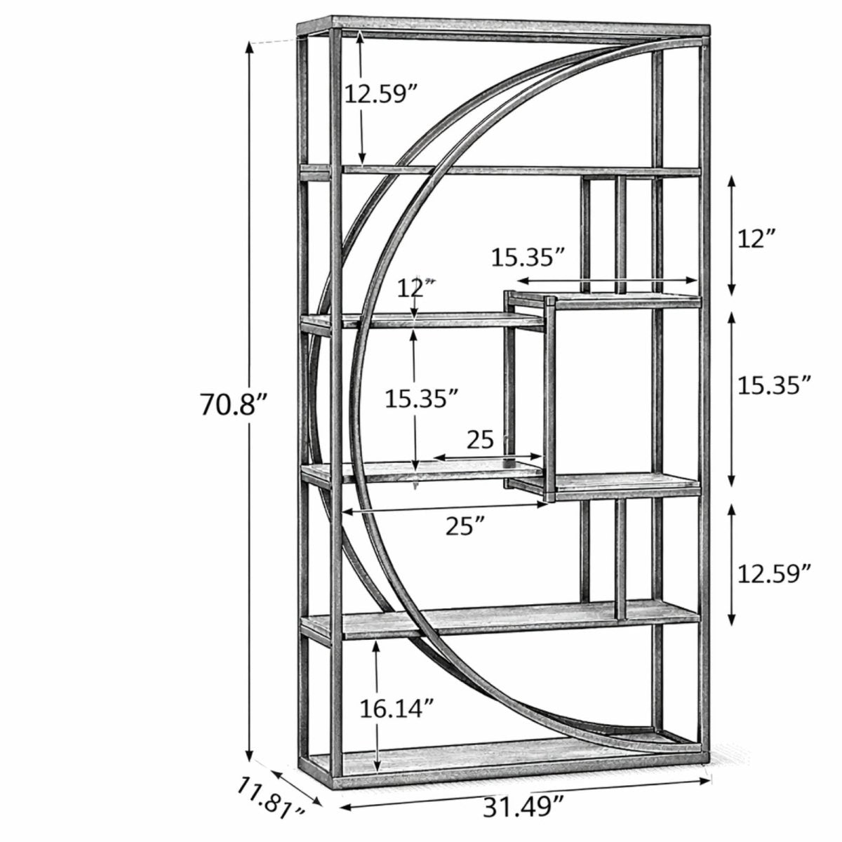 Meridian Arch Etagere | Industrial Statement Bookshelf