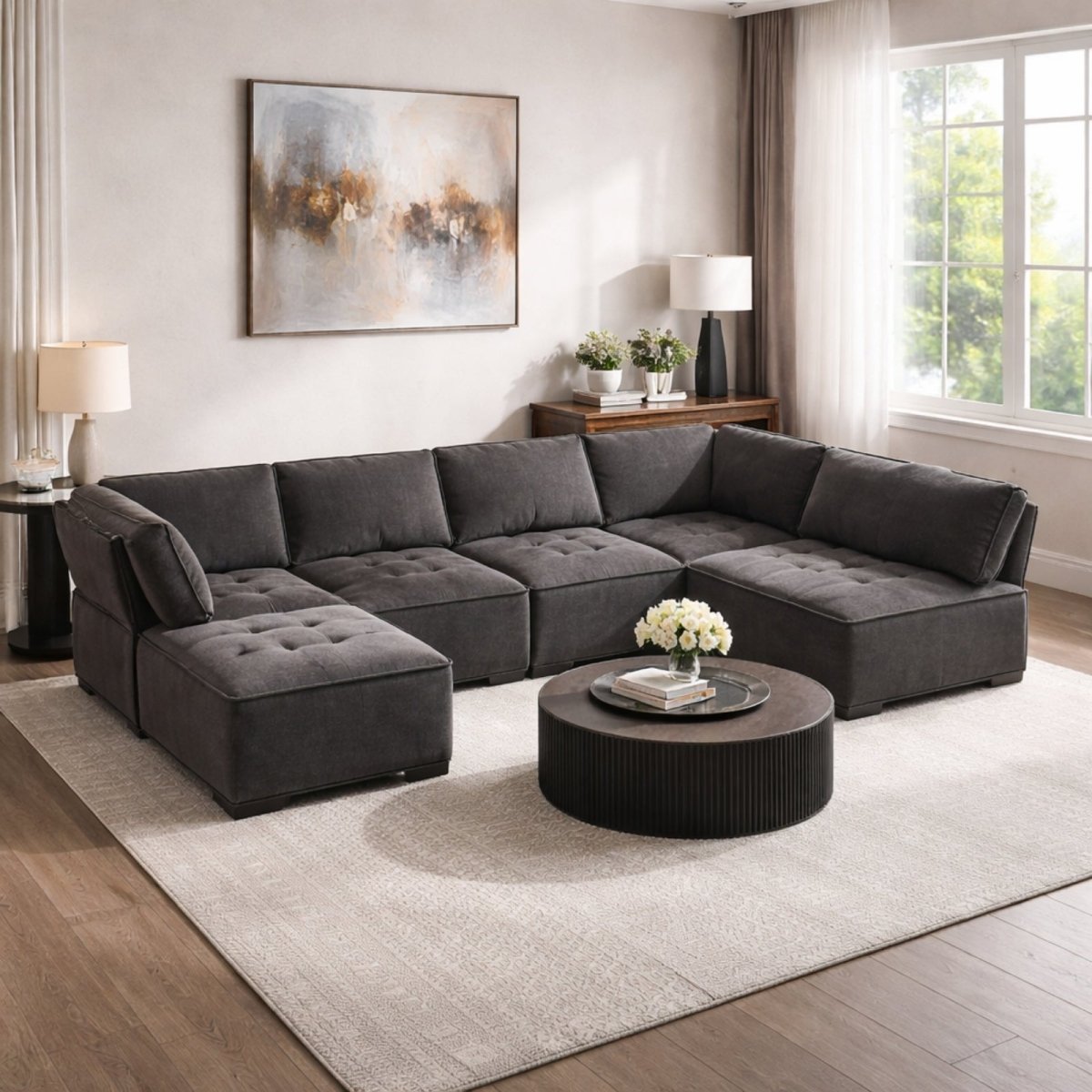 Phantom Loft Modular Collection | Deep-Corduroy Cloud Sectional