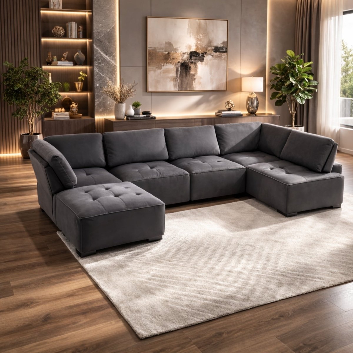 Phantom Loft Modular Collection | Deep-Corduroy Cloud Sectional