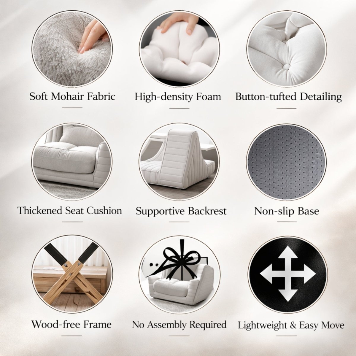 Volcanic Dune Low-Profile Lounge | Tufted Mohair Floor Sofa