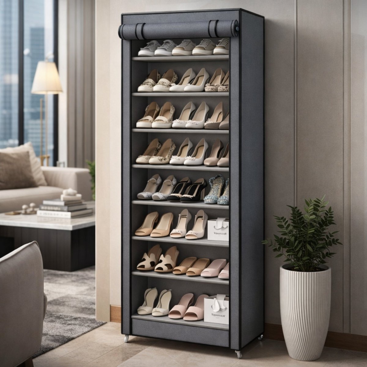 Enclave Aera Concealed Shoe Sanctuary | 10-Tier Freestanding Fabric Cabinet