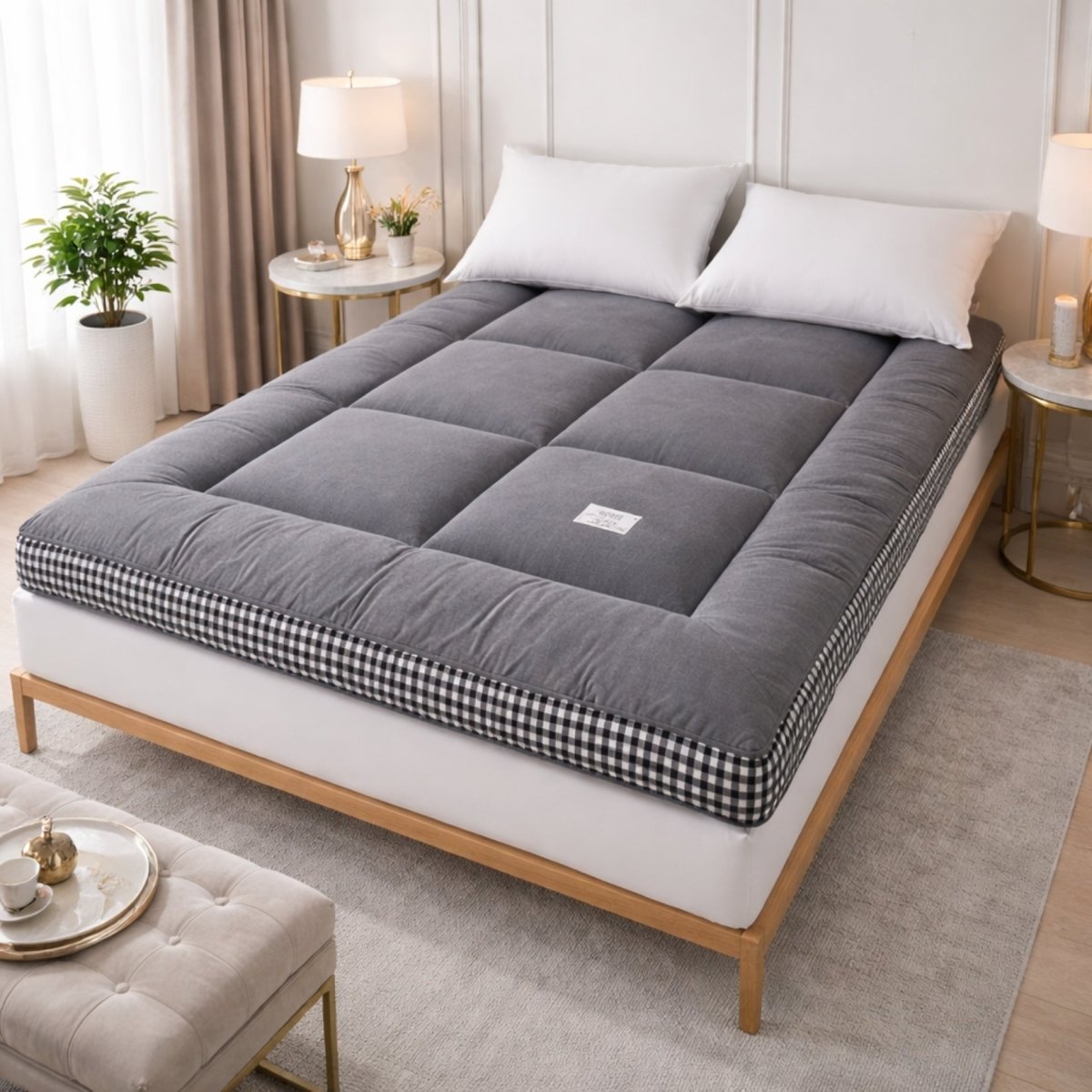 Vault Haven Floor Bed | 4-Inch Plush Quilted Roll-Up Futon