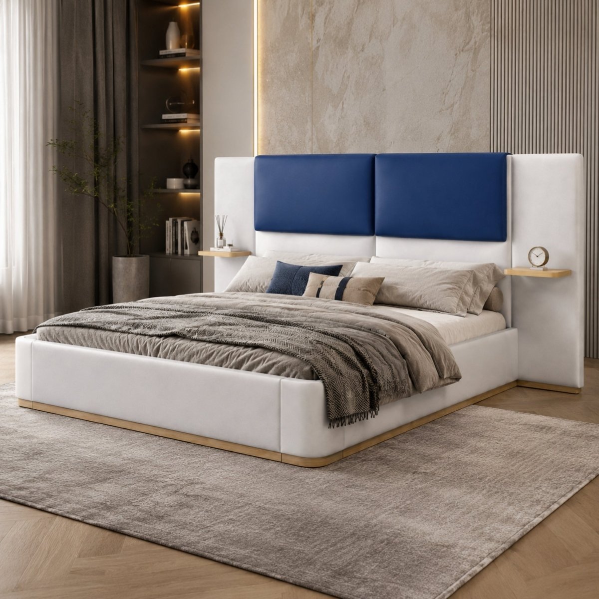 SoftTouch Platform Bed | Modern Upholstered Frame with Floating Nightstands