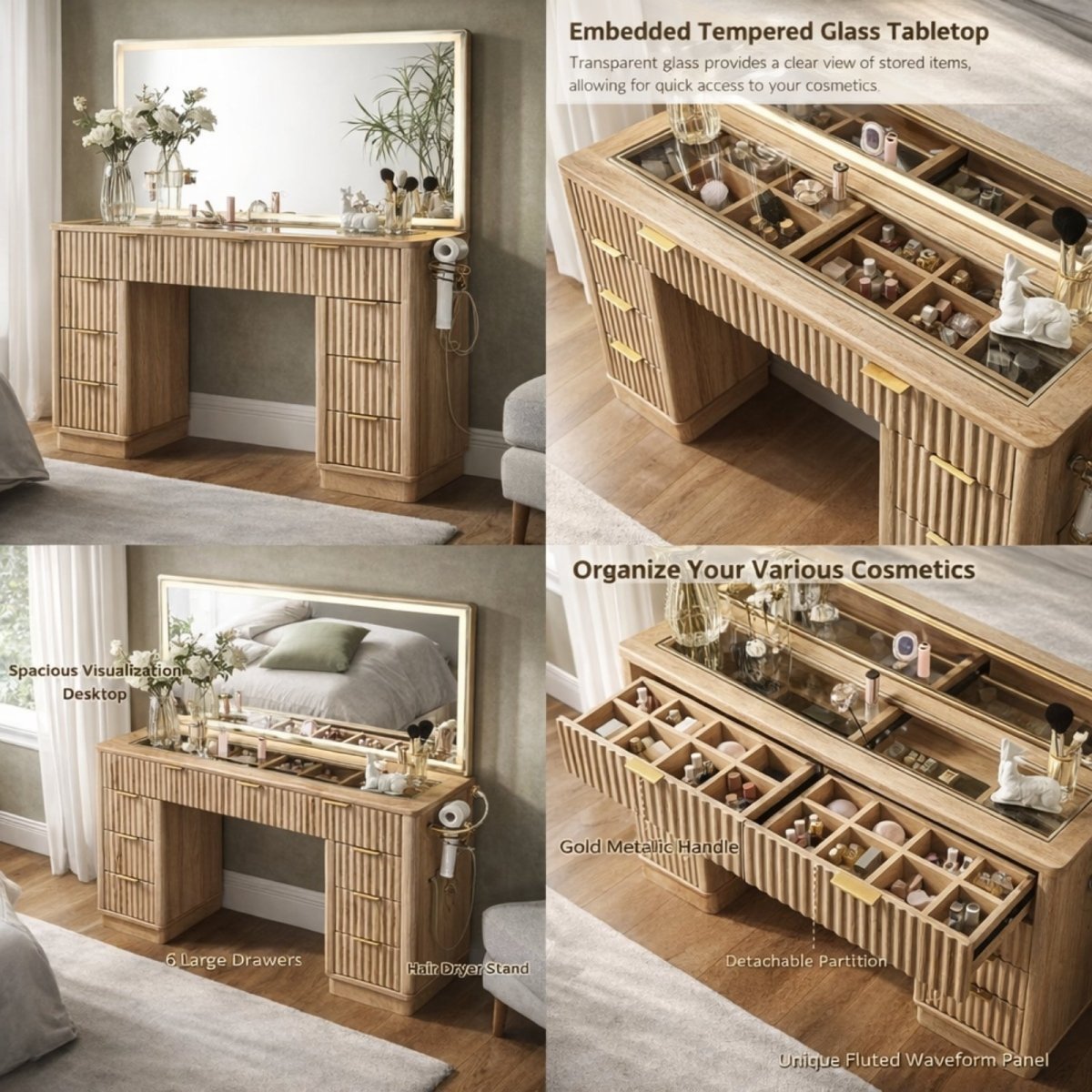 Novae Atelier Vanity | Fluted Oak & Glass Studio