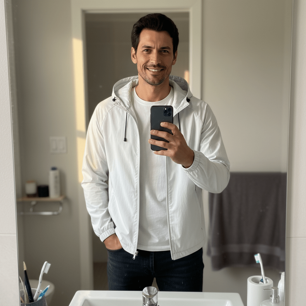 Avenia - Light Grey - single model mirror selfie