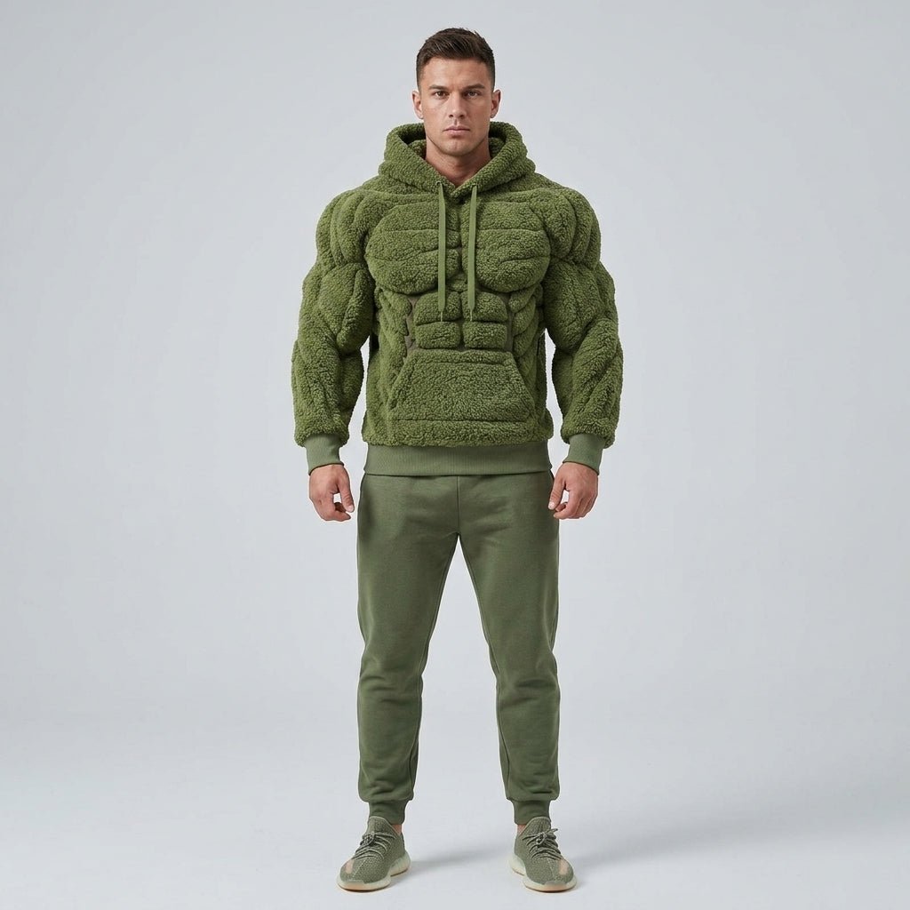 Titan Sherpa Muscle Hoodie | Padded Six Pack Fleece Pullover