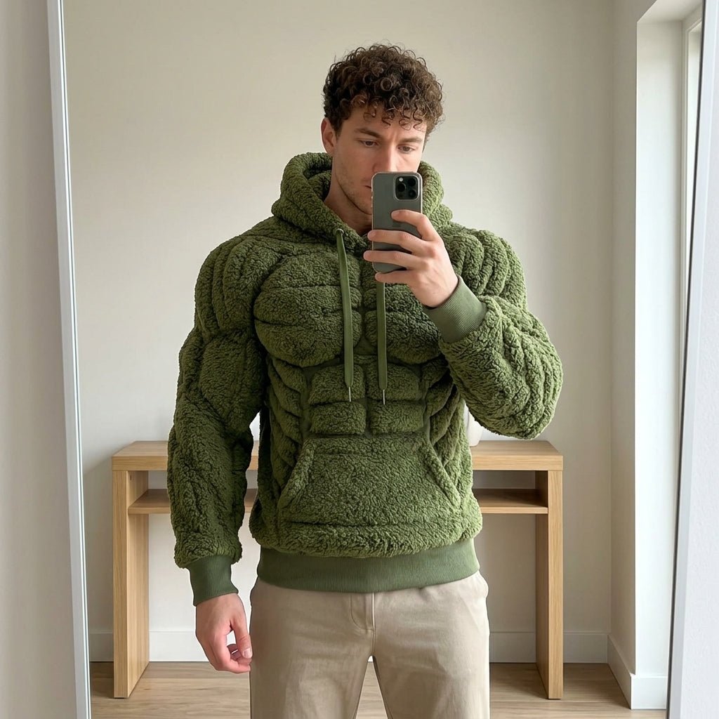 Titan Sherpa Muscle Hoodie | Padded Six Pack Fleece Pullover