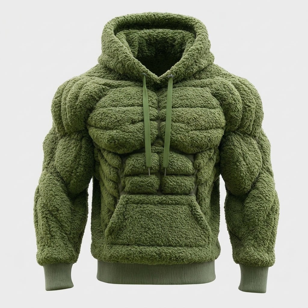 Titan Sherpa Muscle Hoodie | Padded Six Pack Fleece Pullover