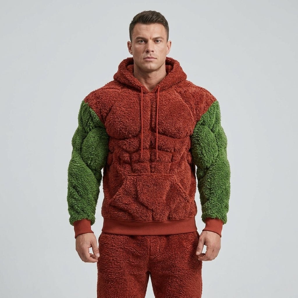 Titan Sherpa Muscle Hoodie | Padded Six Pack Fleece Pullover