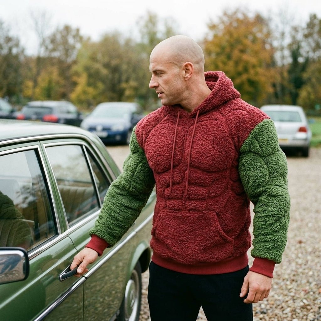 Titan Sherpa Muscle Hoodie | Padded Six Pack Fleece Pullover
