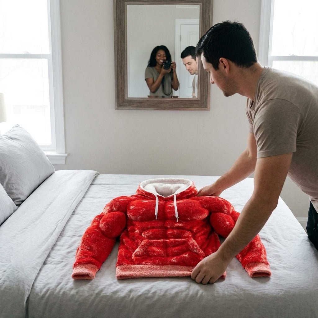 sweater - red - bed styling scene