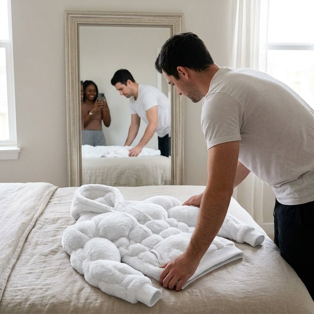 sweater - white - bed styling scene