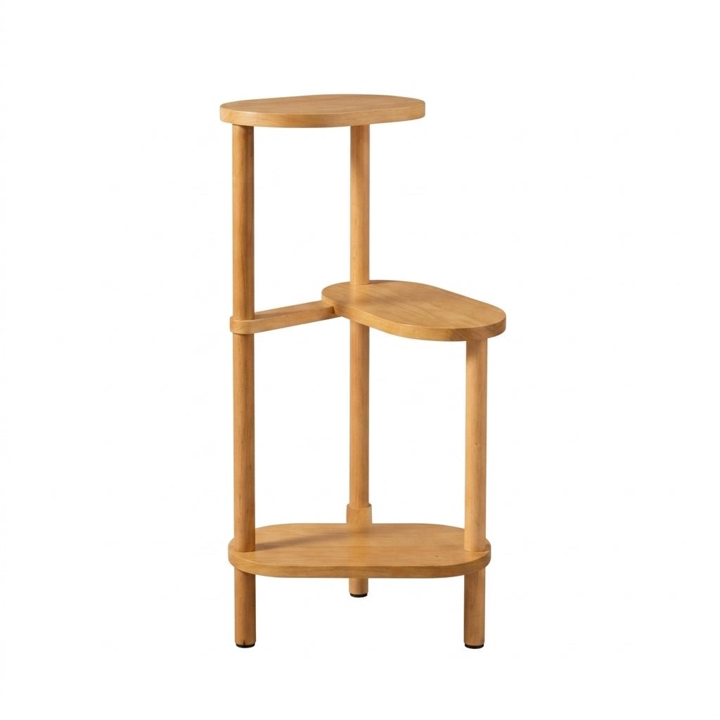 Arbor Display Stand | Mid-Century 3-Tier Solid Wood Plant Shelf - front view