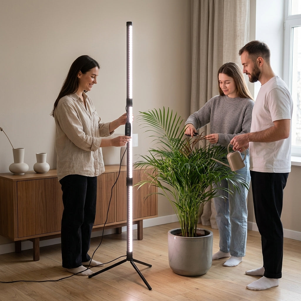 Botanica Light Stand | Full-Spectrum Tripod Grow Lamp - japandi three people