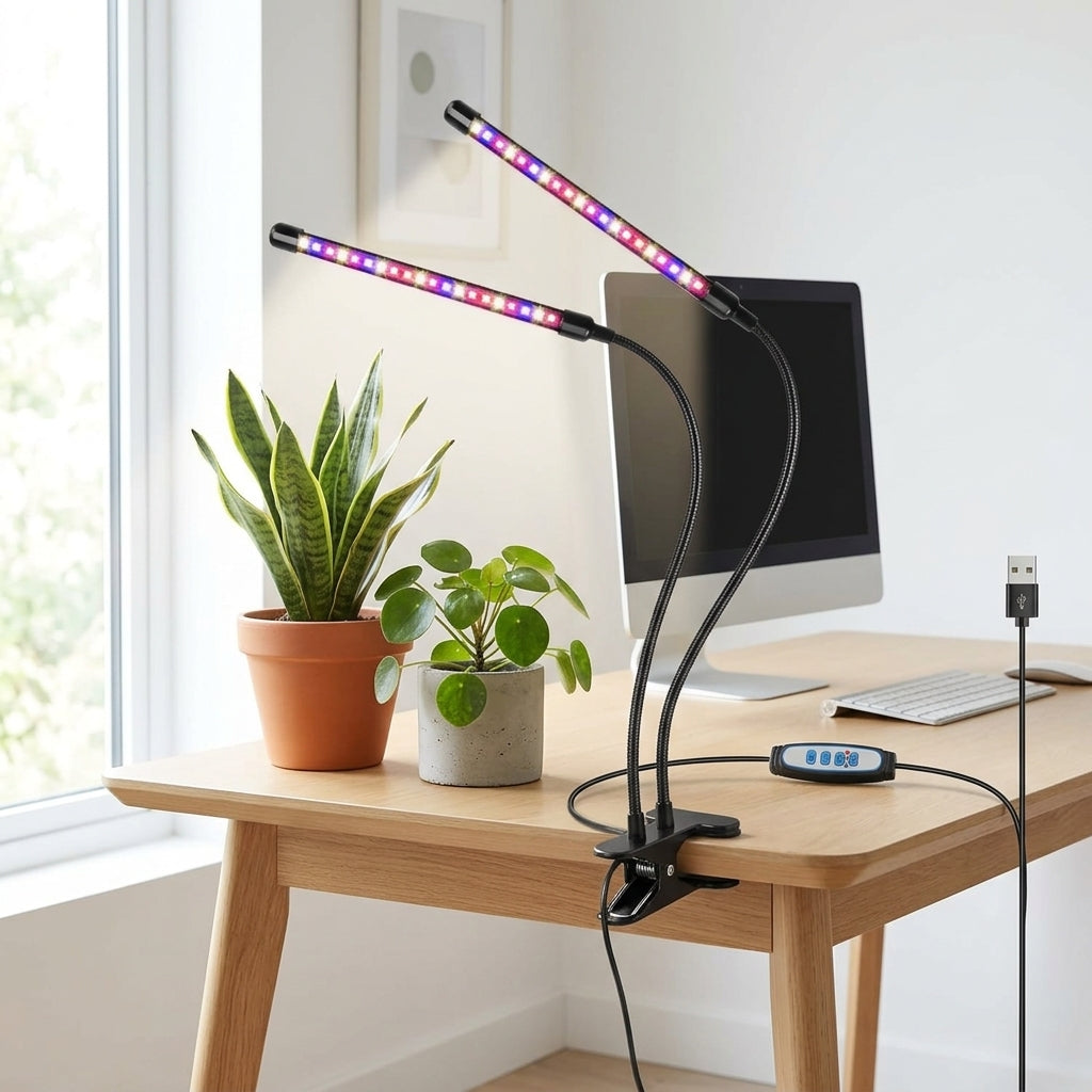 LED Grow Light Plant Lights for Indoor Plants,Full Spectrum With Clip Plant Growing Lamp for Seed Start,3/9/12H Timr - environment scene