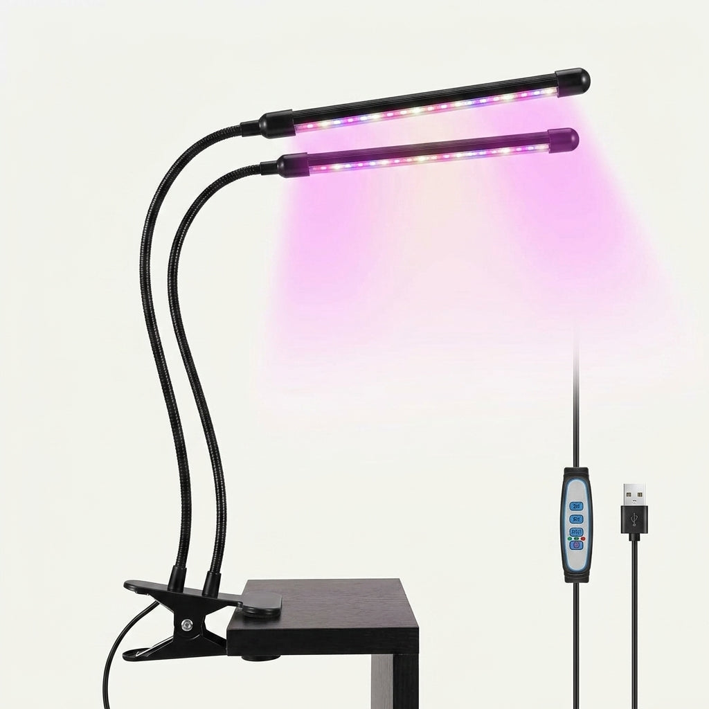 LED Grow Light Plant Lights for Indoor Plants,Full Spectrum With Clip Plant Growing Lamp for Seed Start,3/9/12H Timr - side view