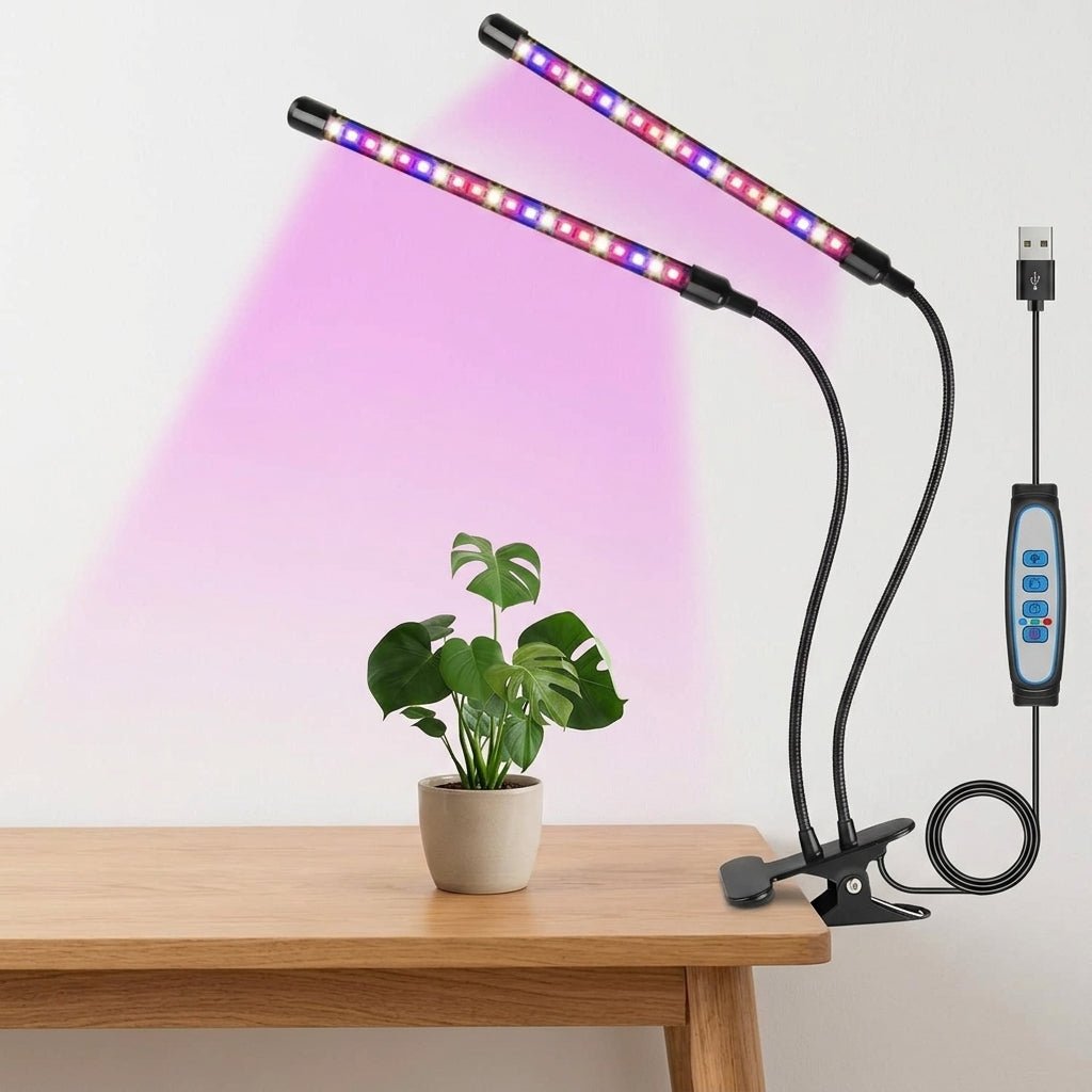 LED Grow Light Plant Lights for Indoor Plants,Full Spectrum With Clip Plant Growing Lamp for Seed Start,3/9/12H Timr - full view