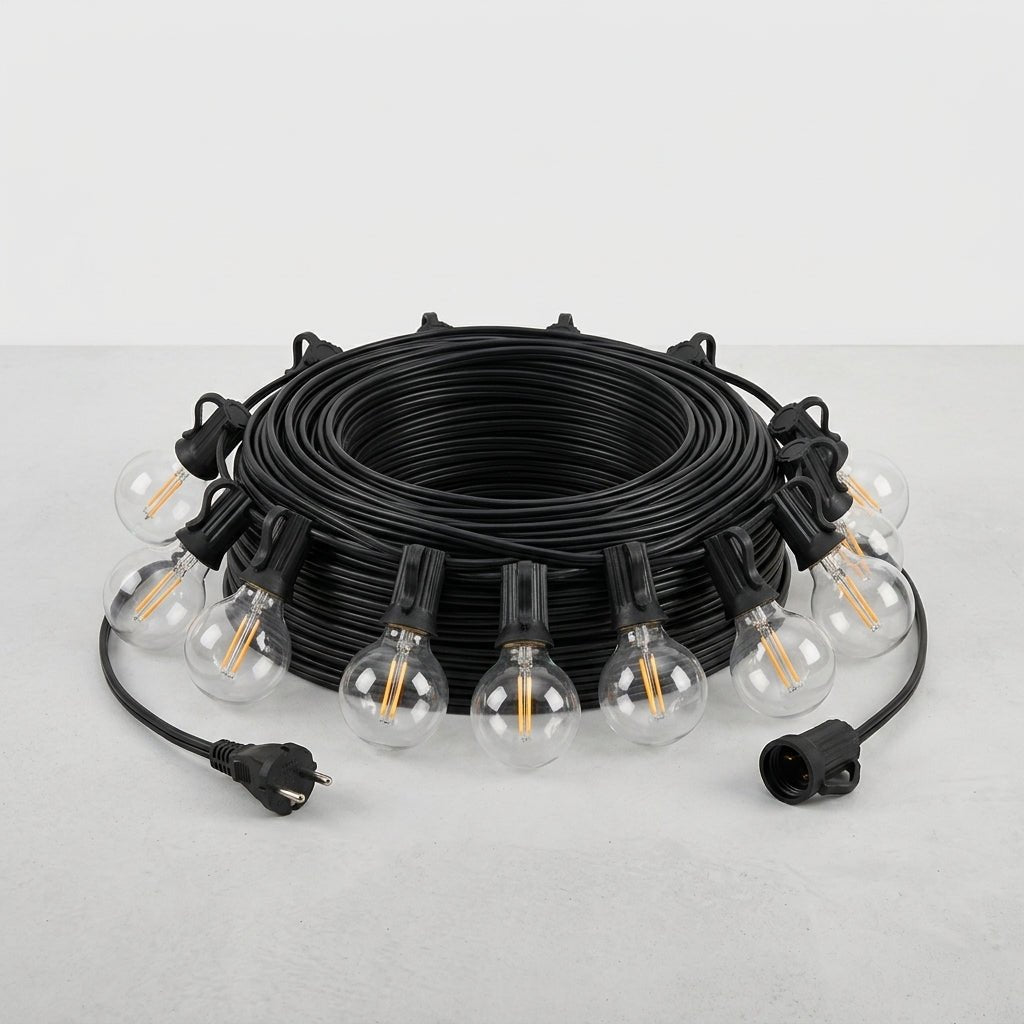 G40 Outdoor Garland String Lights Shatterproof Waterproof Plastic Led Bulb Vintage Connectable Patry Patio Decor Light Chain - full view