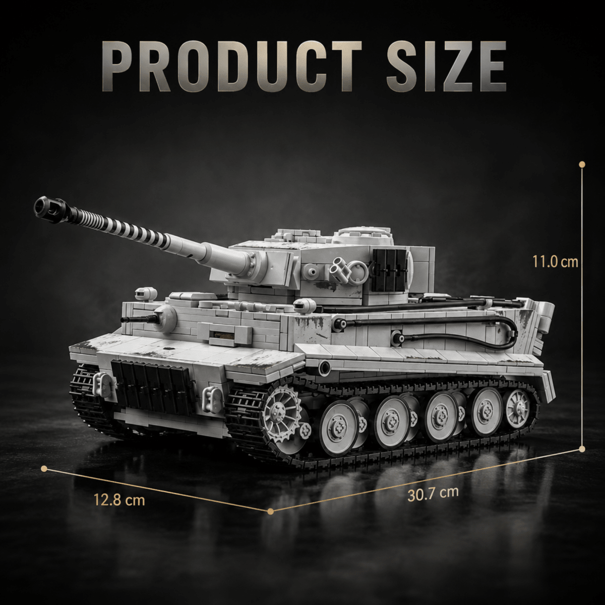 Tiger 1 Tank Building Set (Tan) | 1361 Pieces | WWII Military Brick Model
