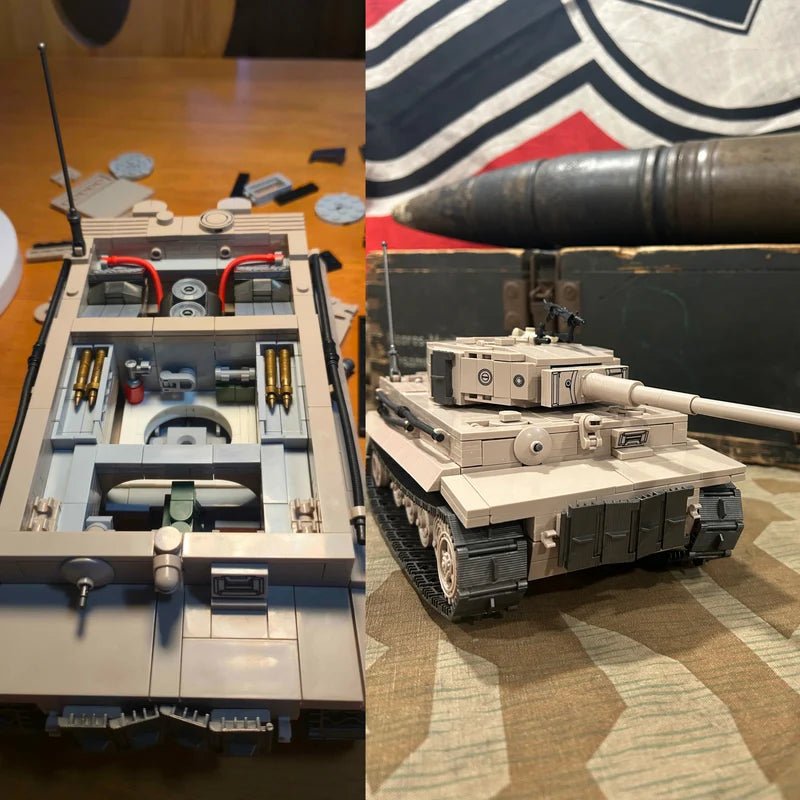 Tiger 1 Tank Building Set (Tan) | 1361 Pieces | WWII Military Brick Model