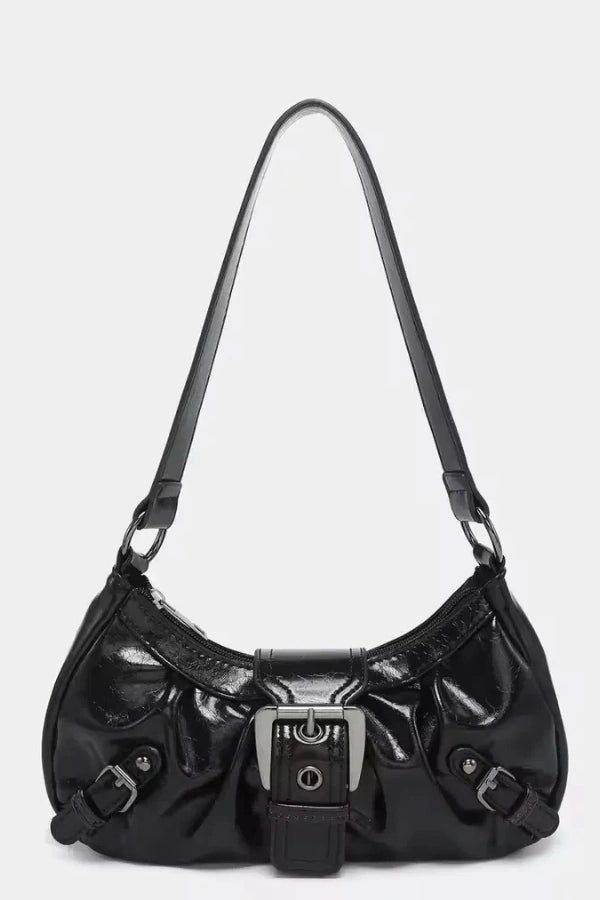Salbeigrüne Schultertasche mit Schnalle