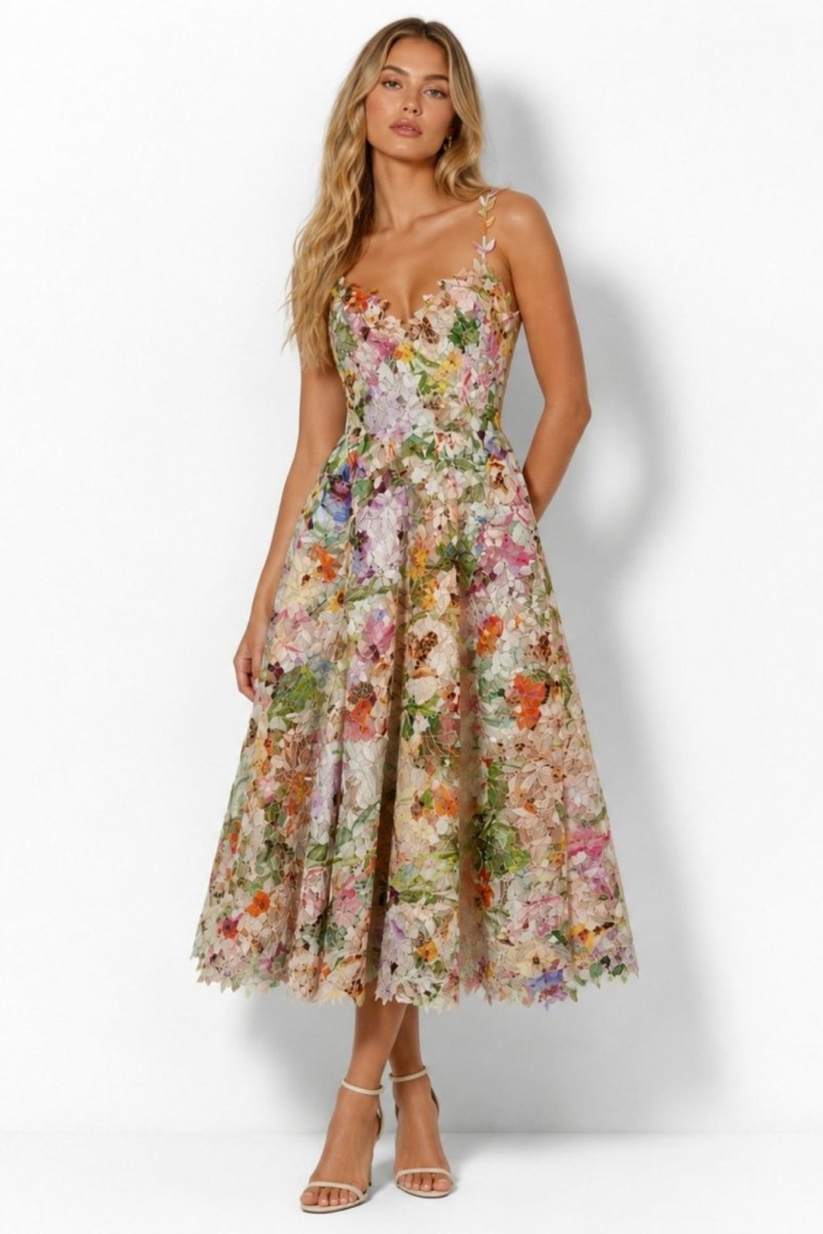 upscale these images so that it is 2048px in height but keep the aspect ratio and details of the models, fabric and dress consistent. Ensure the entire image remains exactly the same