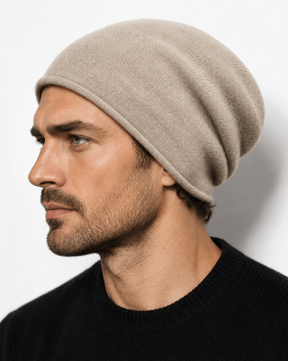 Pure Cashmere Slouchy Beanie Unisex Winter Hat Soft Designer Knit Cap Premium Oversized Warm Skully Headwear Accessories Fenlo Form