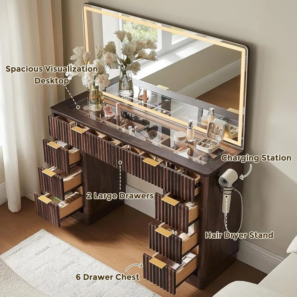 Novae Atelier Vanity | Fluted Oak & Glass Studio