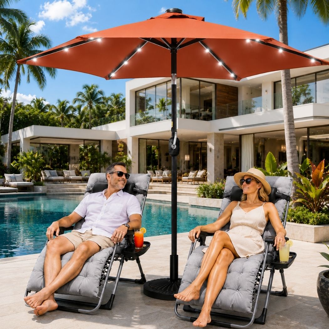 Lumina Oasis Canopy | 7.5' Solar LED Market Umbrella