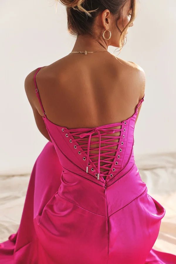 Gabriella – The Silky Satin Corset Maxi Dress