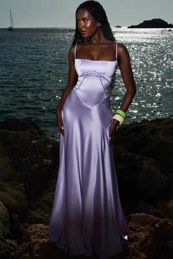 Gabriella – The Silky Satin Corset Maxi Dress