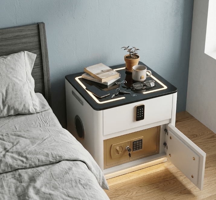 Aegis Smart Nightstand | Integrated Safe & Wireless Charging Hub
