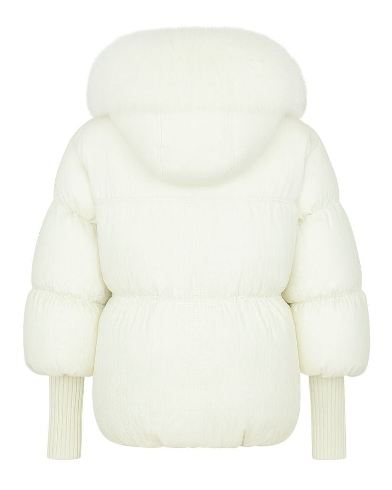 White fenloform puffer jacket on a white background