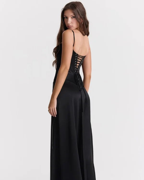 Back view of Gabriella Gown showing corset detail