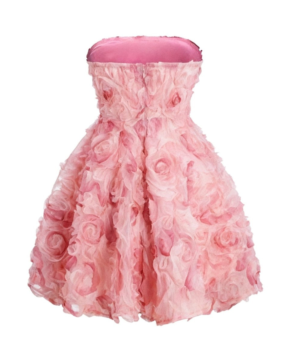 Back product shot of the Fenlo Form strapless A-line mini dress showing lining and construction.