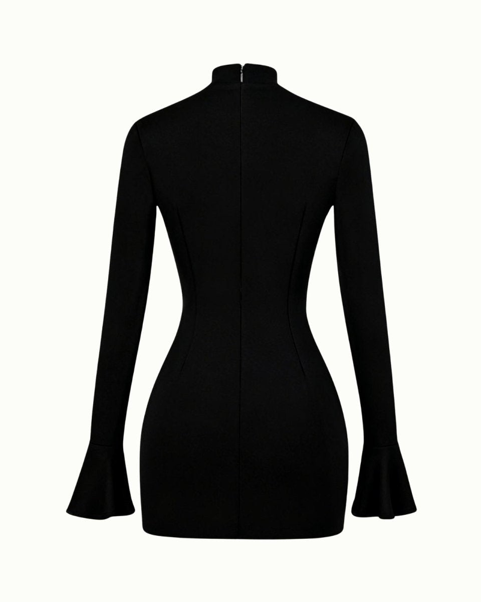 Black dress with long sleeves on a white background