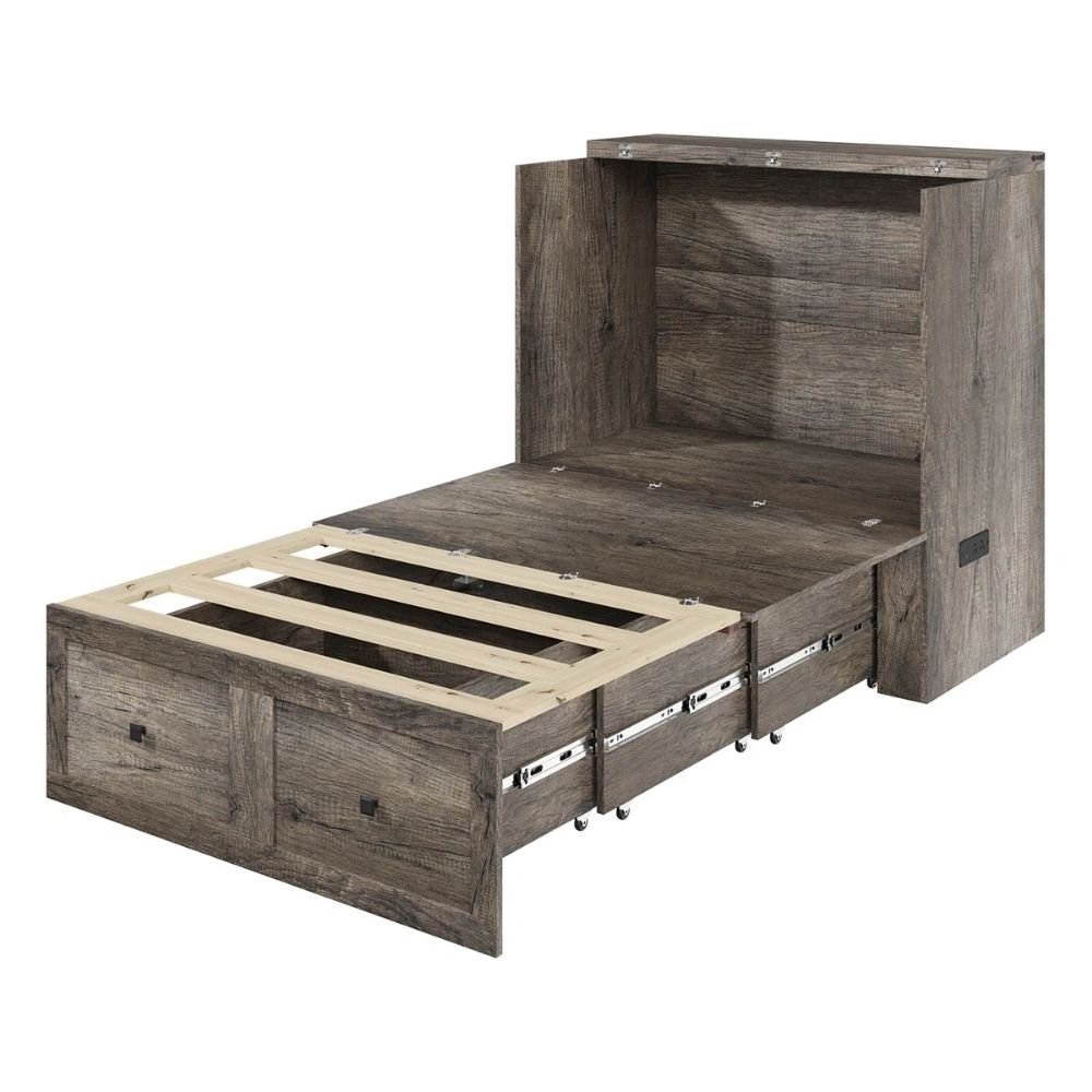 Haven Space-Saver | Farmhouse Twin Murphy Cabinet Bed with Power Station
