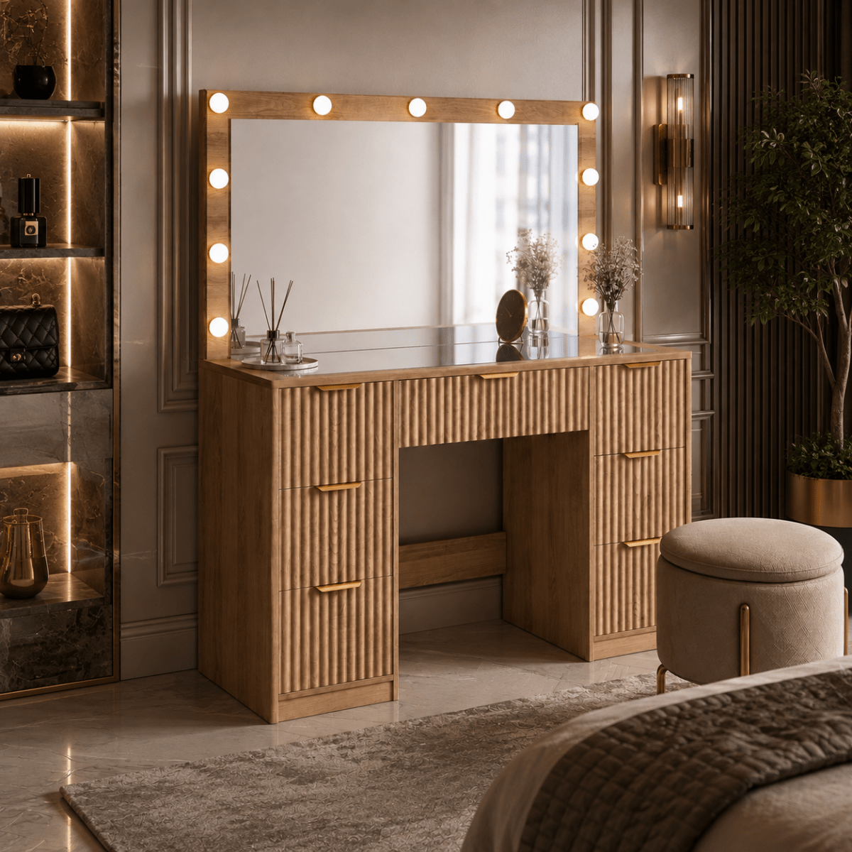 Novae Atelier Vanity | Fluted Oak & Glass Studio