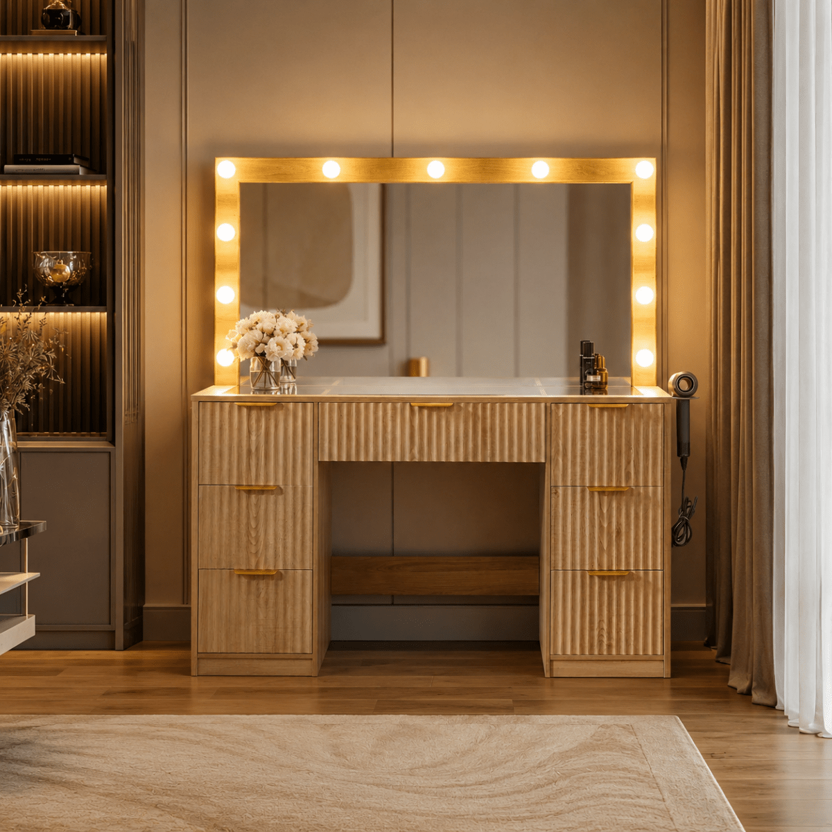 Novae Atelier Vanity | Fluted Oak & Glass Studio