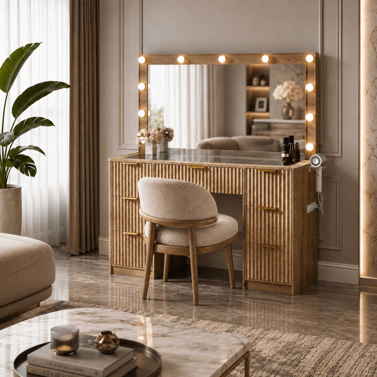 Novae Atelier Vanity | Fluted Oak & Glass Studio