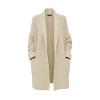 Studio product shot of the Kouvr Analyn open-front duster cardigan in ivory, highlighting the shawl collar and patch pockets.