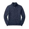Flatlay product shot of the front of the Kouvr Elyson quarter-zip sweater, detailing the gunmetal zipper and ribbed mock neck.