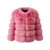 Product-only studio shot of the Kouvr Fashion Alexia faux fur jacket in blush pink against a white background.