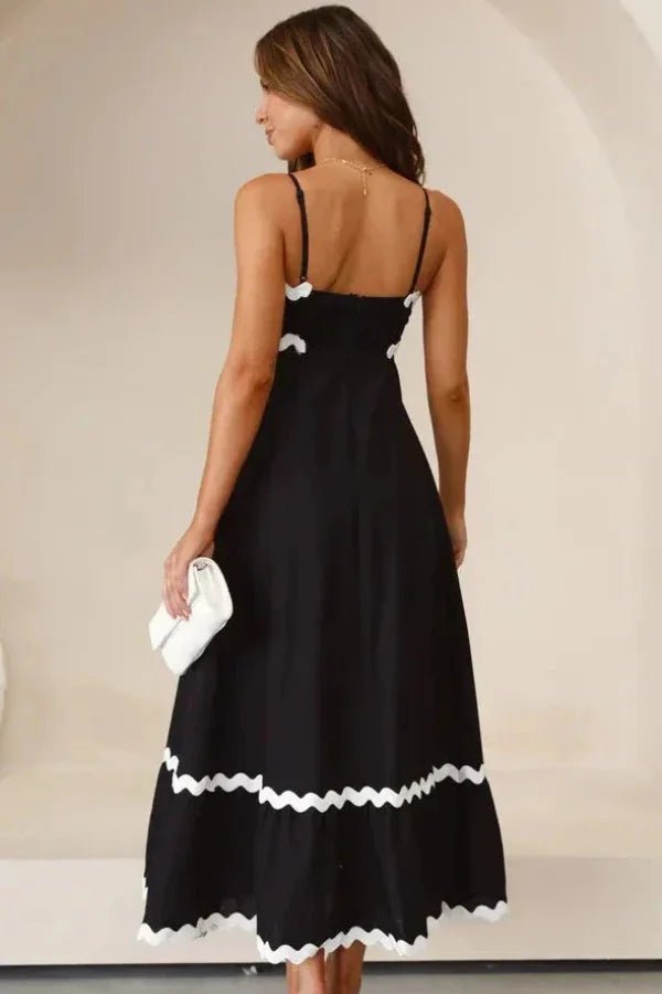 Kouvr Fashion black amillia midi dress front view on model