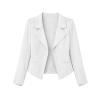 Flat lay product shot of the Kouvr Fashion women's white blazer showing the notched lapels and open front.