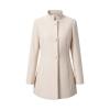 Studio product shot of the Kouvr Fashion cream wool coat with a funnel neck and three-button closure.