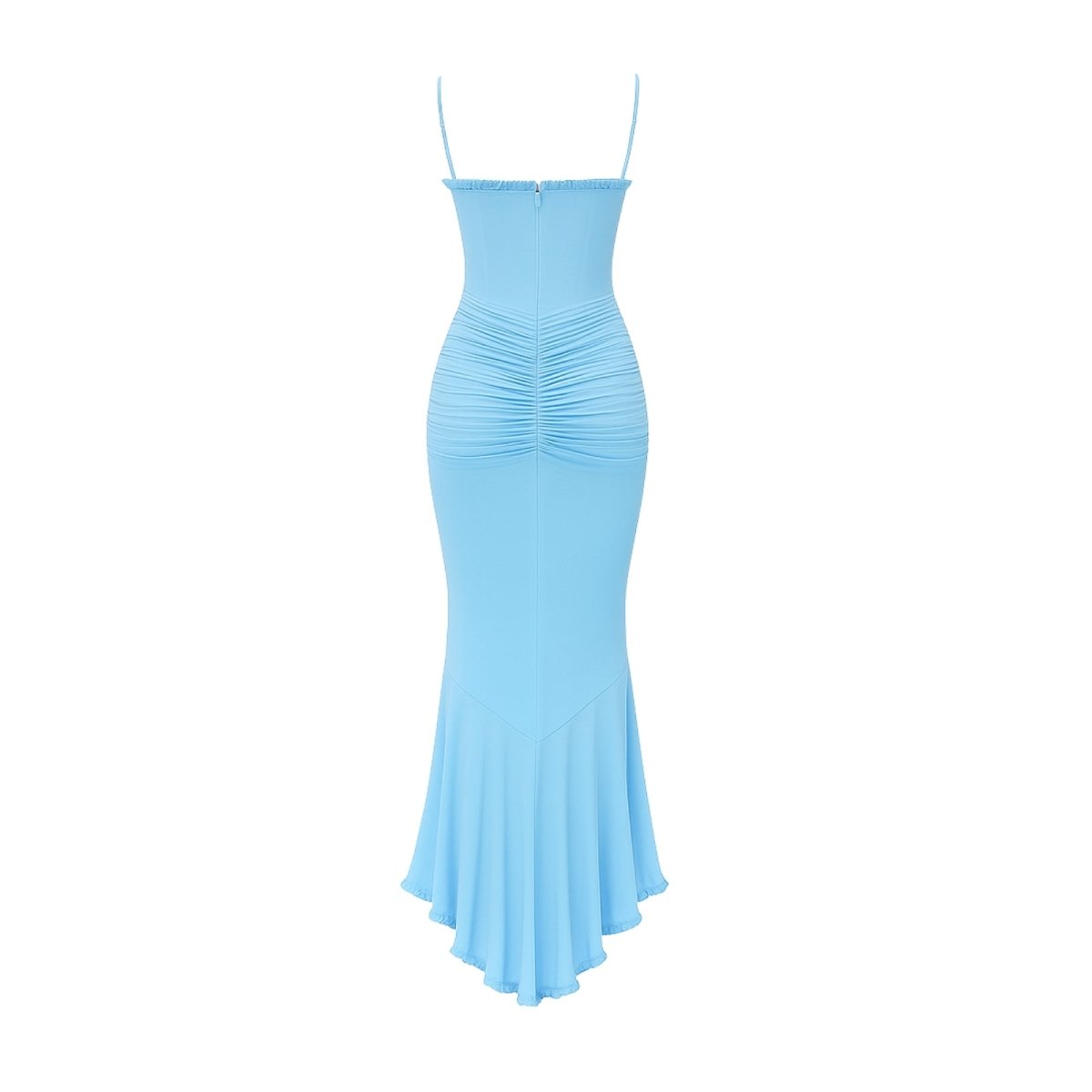 Light blue dress with thin straps on a white background