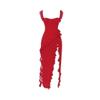Red Kouvr dress with a plain background