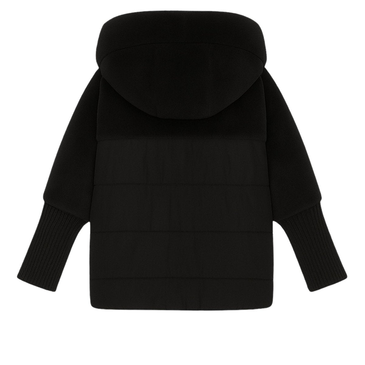 Black kouvr hooded jacket on a white background